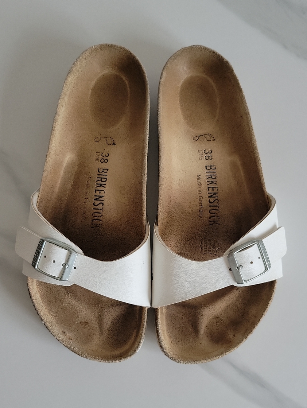 Birkenstock White Madrid Single Strap Sandals